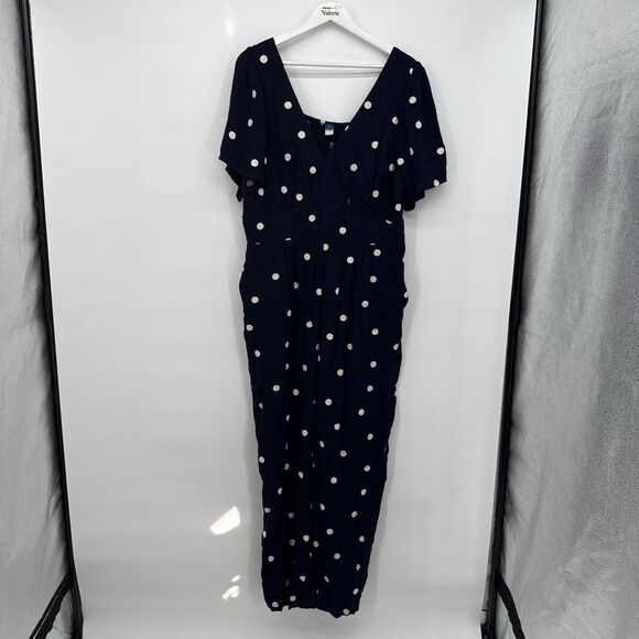 Old Navy Blue Polka Dot One Piece Jumpsuit Size XL Rayon - Picture 1 of 11